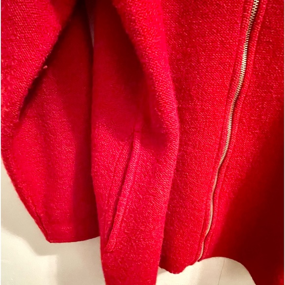 Red Wool Zippered Sweater Jacket Coat 1X - Picture 7 of 8